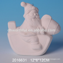 High quality DIY bisque santa,unpainted christmas ornament